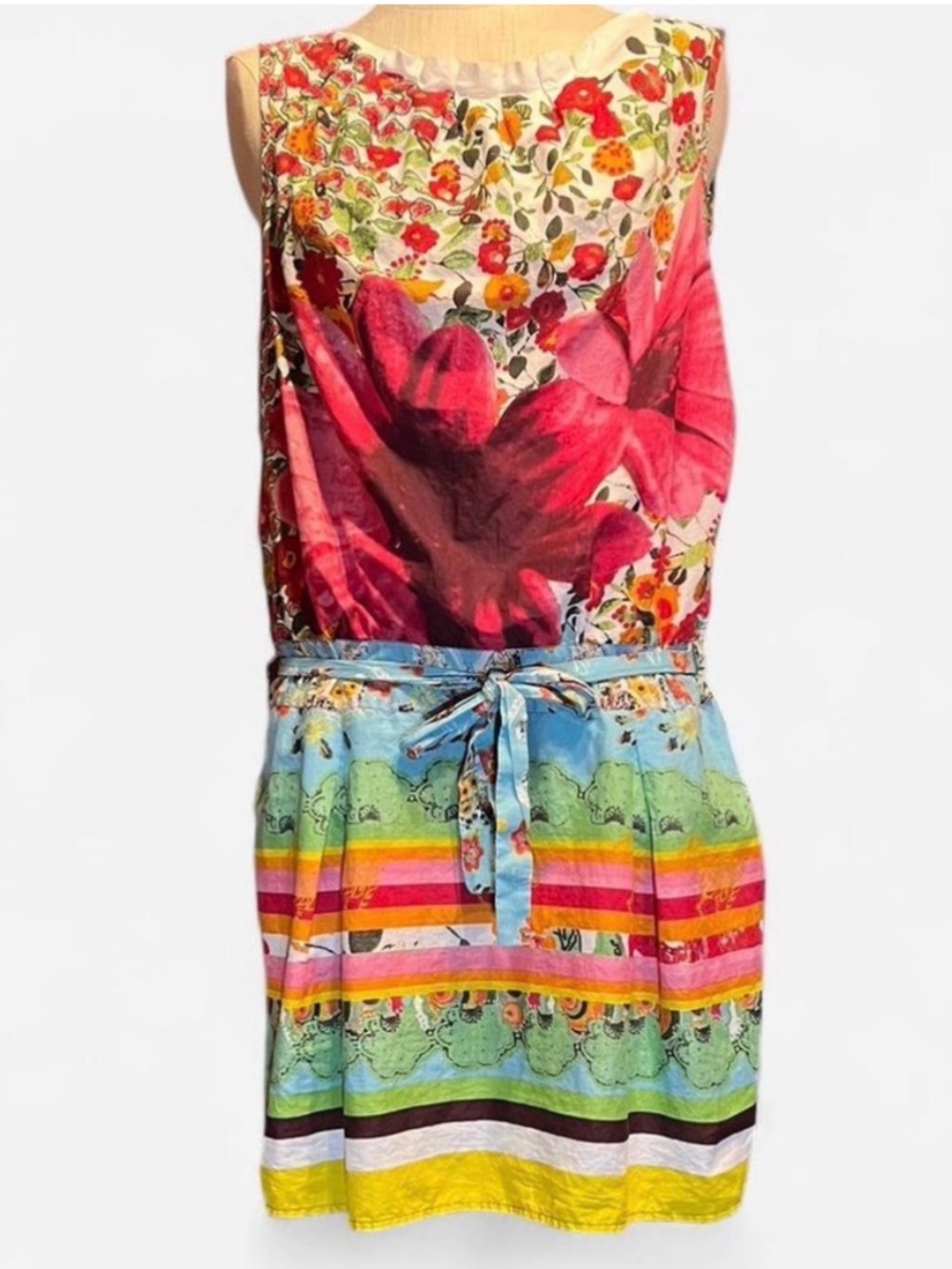 Deslingual Bright Floral Multicolor Sleeveless Dress
